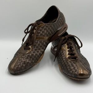 Womens Cole Hahn Nike Air  Woven Brown Patent Lace Up Sneakers Comfort Sz 10.5AA